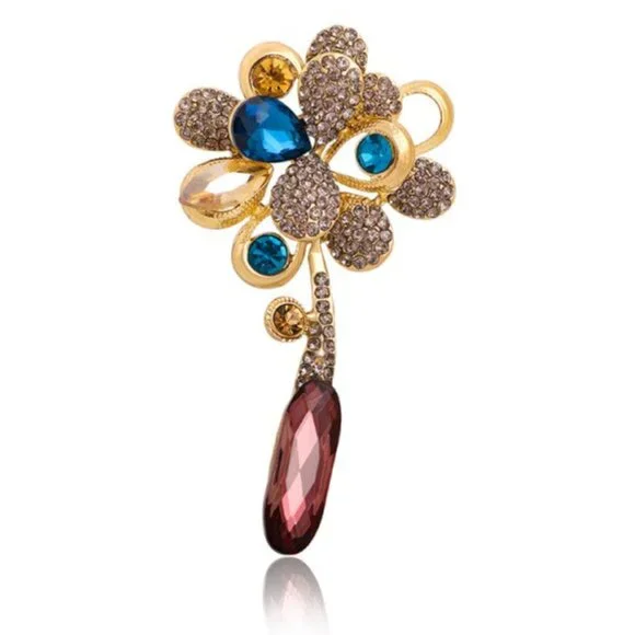 Large Love Crystal Flower Brooch / Necklace Pendant - Picture 10 of 11